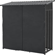 casa.pro Leñero Cubierto con Funda Protectora Soporte para Leña Estante de Almacenamiento para Exterior Acero Galvanizado Lacado Poliéster Metal Negro