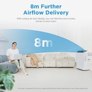 Aire acondicionado portátil Midea Silent Cool 26 Pro WF, 9000 BTU 2,6 kW, refrigeración, ventilación y deshumidificación, tamaño de habitación hasta 88 m³ (33 m²), control por APP/Alexa/Google Home/IFTTT, aire acondicionado móvil con tubo de escape