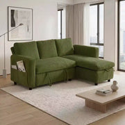 Sofá cama seccional Dyonery de 81", sofá cama en forma de L con chaise longue de almacenamiento reversible, USB, respaldo reclinable