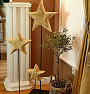 Estrella de madera sobre soporte de hierro, 4 tamaños, maciza, decoración invernal natural