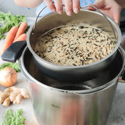 Olla a presión Fissler Vitavit Premium 6L 22cm de acero inoxidable, 4 niveles de cocción, incluye cestillo, fabricada en Alemania, apta para inducción