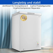 Congelador horizontal CHiQ 99 L, congelación rápida, LED, 54,5x47,6x83,5 cm, 39 dB, 4 estrellas, menos 24°C, blanco, clase energética E