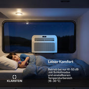 Aire acondicionado portátil Klarstein Chillavan – 5.000 BTU, para habitaciones de hasta 20 m², 3 en 1: aire acondicionado, deshumidificador y ventilador, clase de eficiencia energética A, control por aplicación, ideal para autocaravanas