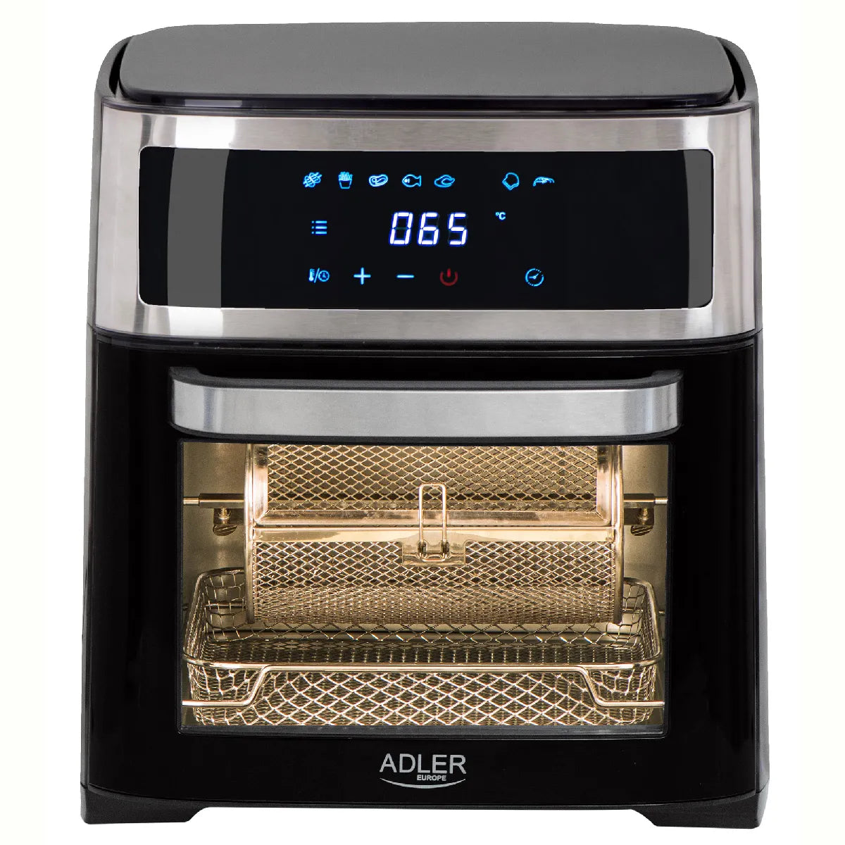 Freidora de Aire Caliente 13 L sin Aceite, 8 Programas, Temperatura 40-200 °C, 2500 W, Adler, AD6309