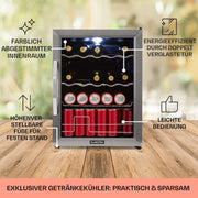 Mininevera Klarstein con puerta de cristal para habitaciones, refrigerador de bebidas con estantes ajustables, pequeño de 80 litros, frigorífico silencioso para interiores/exteriores