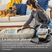 BISSELL SpotClean HydroSteam, Limpiador de tapicerías, Motor potente de 1000 W, Limpiador a vapor con tecnología HydroSteam, Limpiador para alfombras, moquetas, muebles, telas, coche y más, 3689N