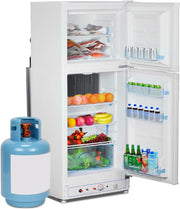 Refrigerador de gas SMETA con congelador, gas/230V, frigorífico combinado 175L, para casa de vacaciones, casa rural, garaje, caravana, autocaravana, blanco