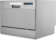Lavavajillas de sobremesa MEDION DWT60 (capacidad para 6 cubiertos, 7 programas, programa ECO, aprox. 6,5 litros de consumo, AquaStop, pantalla LED, seguro para niños, MD37496) plateado