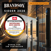 Brandson - Ventilador de torre con mando a distancia 96 cm - Galardonado 2026 - ventilador móvil silencioso - ventilador de pie oscilante - 3 velocidades 3 modos temporizador - ventilador con certificación GS - Plateado acero