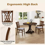 Juego de 4 sillas de comedor Costway con asiento acolchado, respaldo hueco y estructura de madera de caucho