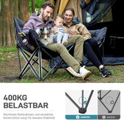 EVER ADVANCED Silla de camping plegable, 145 cm de ancho para 2 personas, sofá plegable con capacidad de 400 kg, sofá de camping acolchado grueso, silla plegable de 2 plazas, respaldo alto, extra ancha para exteriores, jardín, balcón e interiores