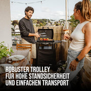 EndersGasgrill Urban II Pro, parrilla de mesa, función de asado, cocción y horneado, 2 quemadores de acero inoxidable, con termómetro para parrilla, parrilla para balcón y camping, carcasa de aluminio fundido, rejilla de hierro fundido, #2062