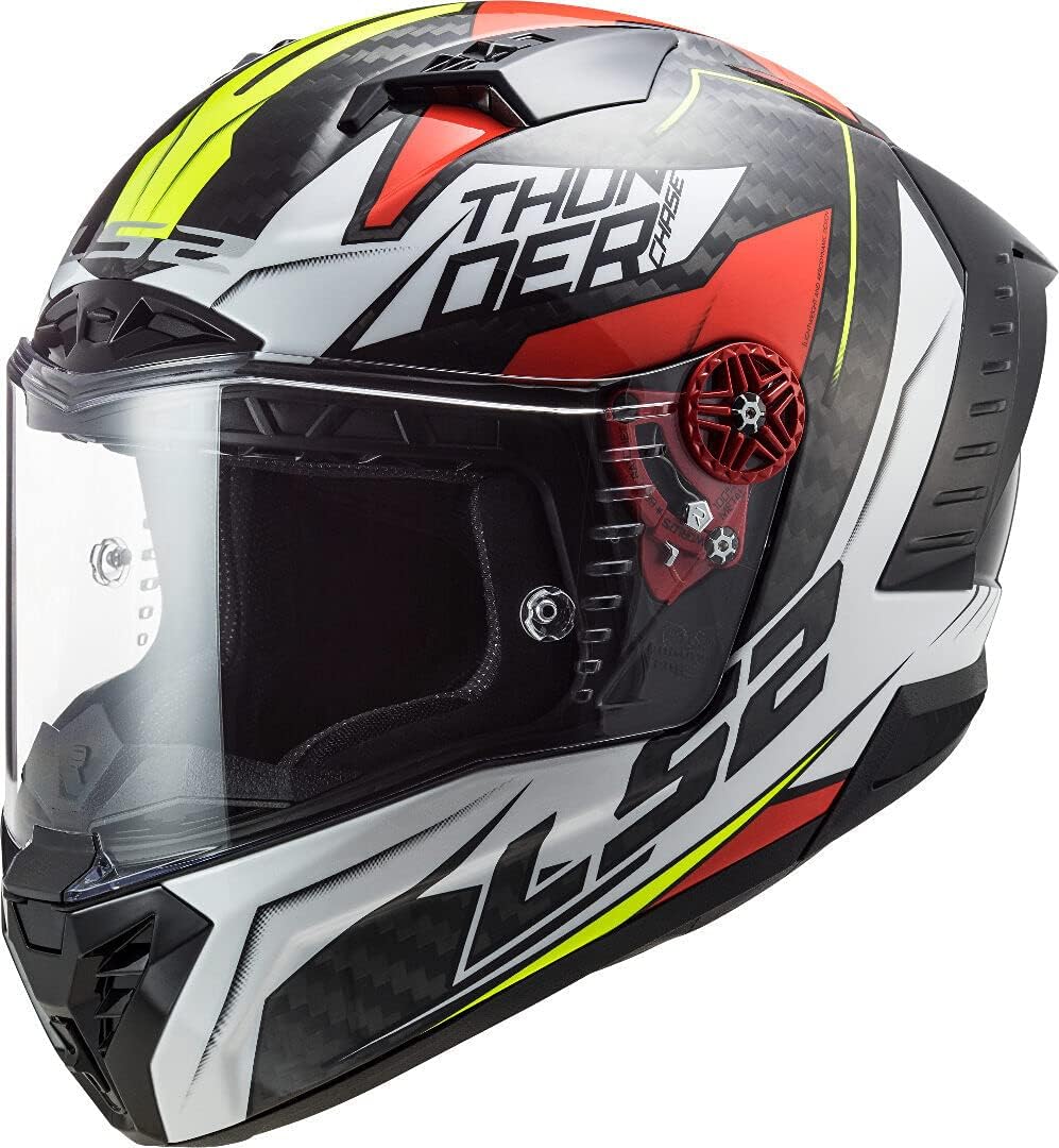 Casco LS2 FF805 Thunder Chase Carbono Blanco/Rojo XL (61/62)