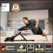 Entrenador de abdomen y espalda BRT150, banco de pesas multifuncional 6 en 1 ajustable para entrenamiento de fuerza en casa, hasta 130 kg