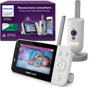 Monitor de bebé Philips AVENT con vídeo conectado por Wi-Fi, cámara HD de alta calidad, visión nocturna por infrarrojos, detección de llanto, audio bidireccional, 12 horas de autonomía en modo eco, SCD951/26