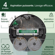 iRobot Roomba Combo 405 Plus Robot + Base AutoWash - Base multifunción - Lavado y secado de mopas - LiDAR Clearview - 75 días de autovaciado - Doble lavado con SmartScrub - Negro