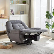 Sillón reclinable giratorio de pana con deslizamiento, reposapiés para sala de estar