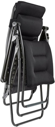 LAFUMA MOBILIER - Sillón relax acolchado de gravedad cero RSX CLIP XL - Tumbona plegable para jardín e interior - Tejido AirComfort - Silla reclinable versátil, máxima comodidad, Francia - Acero negro