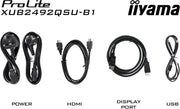 MONITOR IIYAMA XUB2492QSU 23,8 Prolite, IPS, 2560 x 1440 @100Hz, 0,5ms, 300cd, Altavoces, HDMI/DP/USB-C/HUB USB (3x3.2), VESA, i-Style Colour, regulable en altura + pivote