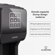 Klarstein ArcticBlend Máquina de hielo 3 en 1, 20 kg/24 h, cubitos de hielo y hielo picado, dispensador de agua, depósito de 6 L, acero inoxidable, máquina de hielo doméstica, negro
