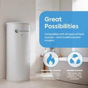 TECHGLOBE - Acumulador de agua caliente sanitaria con 2 intercambiadores de calor (1,8 + 3,1 m²) - Fabricado íntegramente en acero inoxidable - Depósito de agua caliente energéticamente eficiente - con aislamiento de 50 mm (300 L)