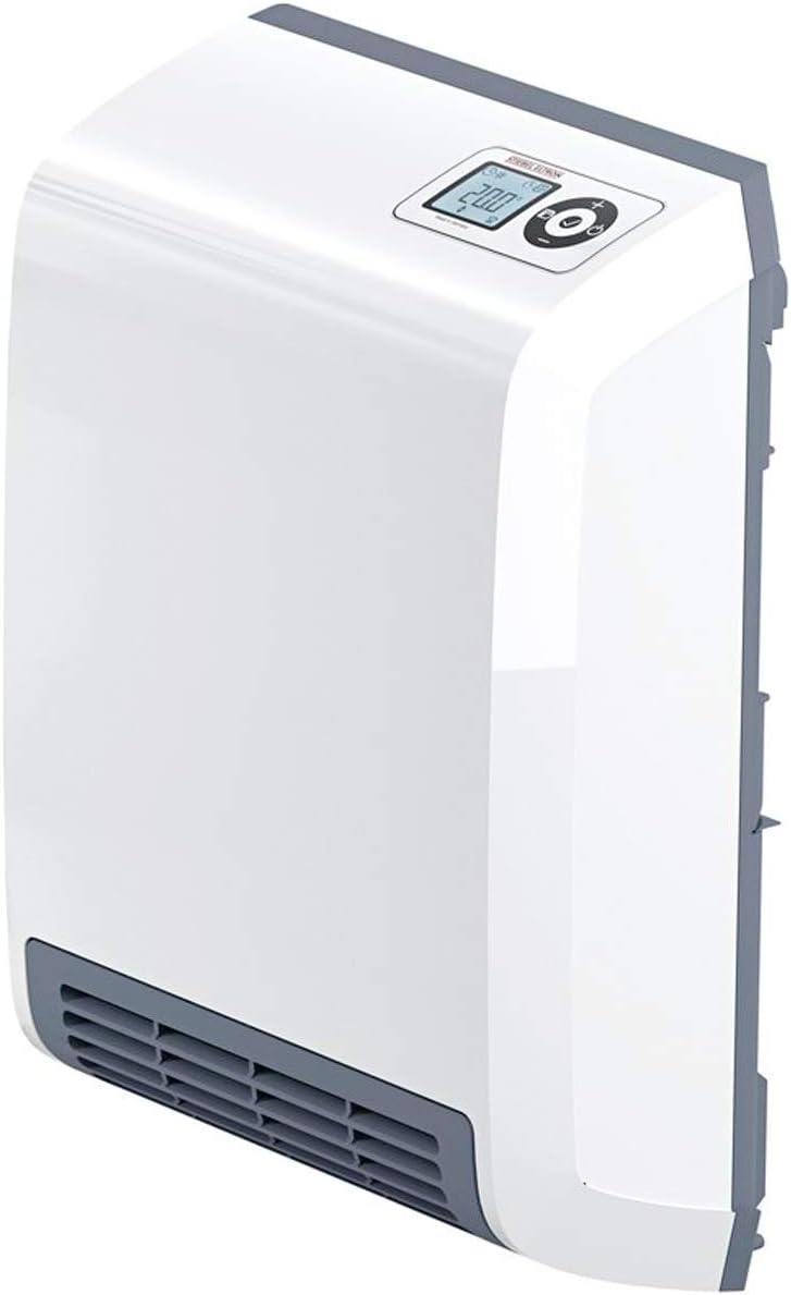 Calefactor rápido STIEBEL ELTRON CK 20 Trend LCD para aprox. 25 m², certificado TV, fabricado en Alemania, pantalla LCD, temporizador semanal, termoventilador cerámico de bajo consumo, baño, 2 kW, 236653