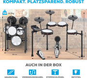 Batería electrónica de 8 piezas Nitro Max Kit, caja de 10 pulgadas de doble zona con parches de malla, Bluetooth, USB MIDI, más de 440 sonidos