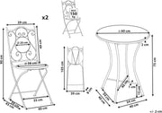 Set de balcón Beliani de 3 piezas de hierro, mesa de mosaico blanco/negro con 2 sillas plegables Comiso