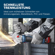 Amoladora angular a batería Bosch Professional 18V System GWS 18V-8 (diámetro de disco 125 mm, incl. 2 baterías GBA 4.0Ah, cargador GAL 18V-40, L-BOXX)