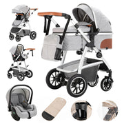 Cochecito 3 en 1 Gcarebb, silla de paseo con portabebés, cochecito completo con altura ajustable, cochecito combinado con marco de aluminio para recién nacidos de 0 a 4 años