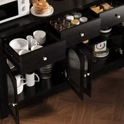 Aparador de comedor estrecho de 55 pulgadas con 3 cajones y 4 puertas para cocina, comedor y sala de estar