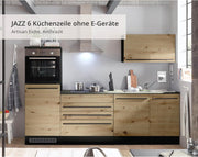 Stella Trading Jazz 6 Cocina moderna sin electrodomésticos, Antracita, Aspecto roble Artisan - Cocina integrada espaciosa con mucho espacio de almacenamiento - 260 x 200 x 60 cm An/Al/Pr