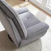 Sillón reclinable giratorio de pana con deslizamiento, reposapiés para sala de estar