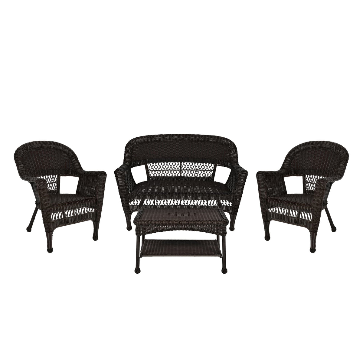 Juego de conversación de mimbre para patio de 4 piezas