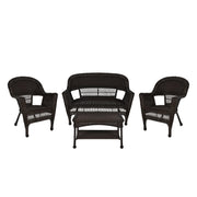 Juego de conversación de mimbre para patio de 4 piezas