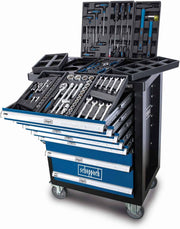 Carro de taller Scheppach TW1100-70 totalmente equipado con herramientas - 4 ruedas - bloqueable y móvil - 7 cajones