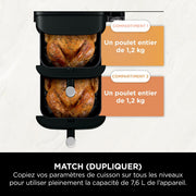 Freidora de aire Ninja Double Stack, freidora vertical sin aceite de 2 cajones, 4 niveles de cocción, 2 cajones y 2 rejillas, diseño compacto, capacidad de 7,6 L , 6 funciones de cocción, 6 raciones, gris SL300EU