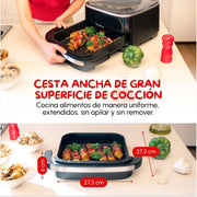 Moulinex Freidora de Aire Easy Fry XL Surface, 2200 W, doble resistencia, cocción uniforme, cesta ancha, 10 programas automáticos, horno para pizzas, diseño compacto, ventana de visualización, AL4018