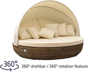 Isla de descanso Strandkorbwerk Pacific Cubu Cream Grey - Mecanismo giratorio de 360° - Salón de jardín - Muebles de jardín - Tumbona - Isla solar