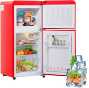 Refrigerador con congelador Merax, combinación frigorífico-congelador, frigorífico pequeño con 51L y congelador de 21L, silencioso, LED, estantes de vidrio, cajón para verduras, estantes en la puerta, para cocina, sala de estar, oficina, negro