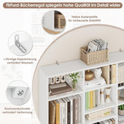 Estantería para libros FirFurd de 190 cm, estante para CD con 27 compartimentos, soporte para CD ajustable en altura, estantería de pie, separador de ambientes para sala de estar, estudio, blanco