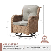 Sillones mecedoras de mimbre para exteriores Gymojoy con base giratoria (juego de 2)