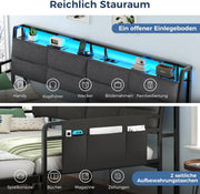 Sofá cama Brinlawb con cama nido, diván de 90x200 (180x200) cm, diván extraíble con iluminación LED y estación de carga (2 tomas de corriente CA, 2 puertos USB), cama individual y cama doble, cama de invitados