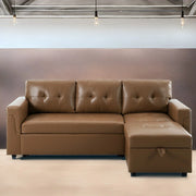 Sofá seccional reversible convertible con cama extraíble, chaise longue con almacenamiento oculto y patas duraderas