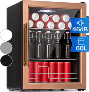 Mininevera Klarstein con puerta de cristal para habitaciones, refrigerador de bebidas con estantes ajustables, pequeño de 80 litros, frigorífico silencioso para interiores/exteriores