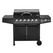 TAINO Basic 6 plus 1 Barbacoa de gas con quemador de acero inoxidable y hornillo lateral para jardín y terraza