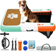 FBSPORT Rampa inflable para perros para barcos, plataforma flotante, rampa de agua y escalera para piscina y embarcaciones, escalera de natación de EVA antideslizante para perros de hasta 100 kg, acceso seguro y fácil