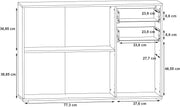 Cómoda Forte IKOLI 120, cómoda moderna, 3 puertas, 2 cajones, salón/dormitorio, pasillo, madera derivada, blanco con decoración de roble Sonoma, 119,6 cm de ancho x 81,7 cm de alto x 31,4 cm de fondo