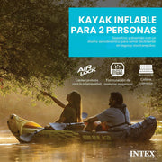 Kayak Intex Explorer K2, set de kayak inflable para 2 personas con remos de aluminio y bomba de aire de alto flujo