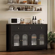 Aparador de comedor estrecho de 55 pulgadas con 3 cajones y 4 puertas para cocina, comedor y sala de estar